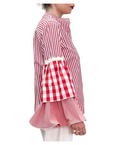 Front Street -Camicia Crazy Margherita Rossa e Bianca