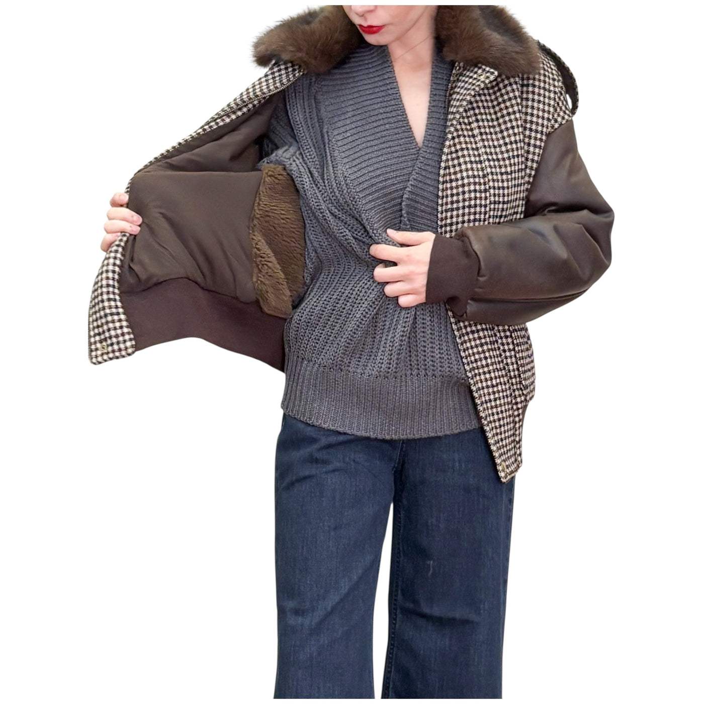 Souvenir - Bomber in Panno Check ed Ecomontone