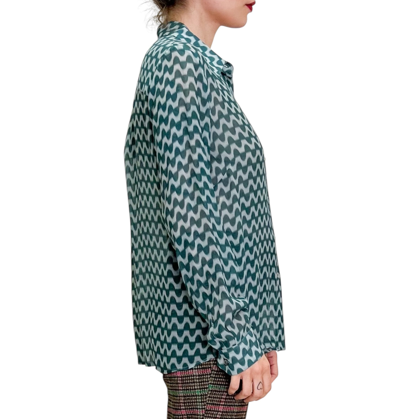 Good Match - Camicia Regular Onde Verdi e bianche