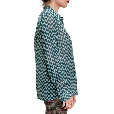 Good Match - Camicia Regular Onde Verdi e bianche