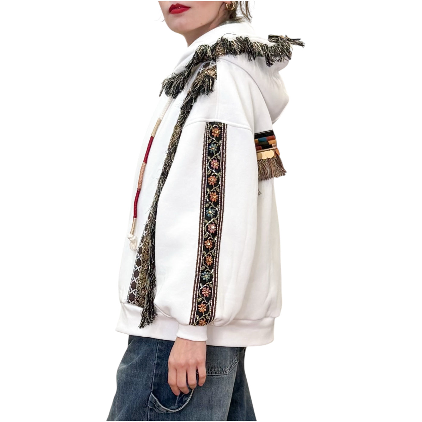 Front Street - Bomber in Felpa con Ricami Bianco