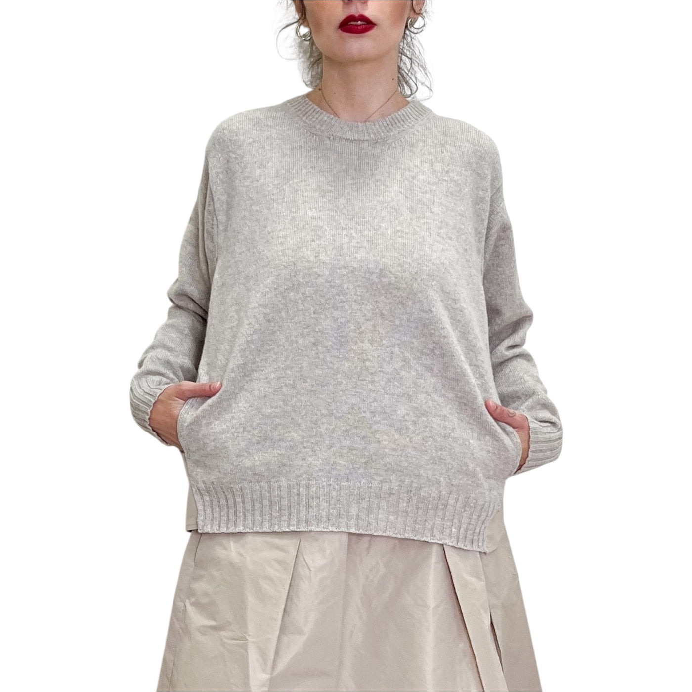 Floor - Maglia con Inserto in Taffetas Sesamo