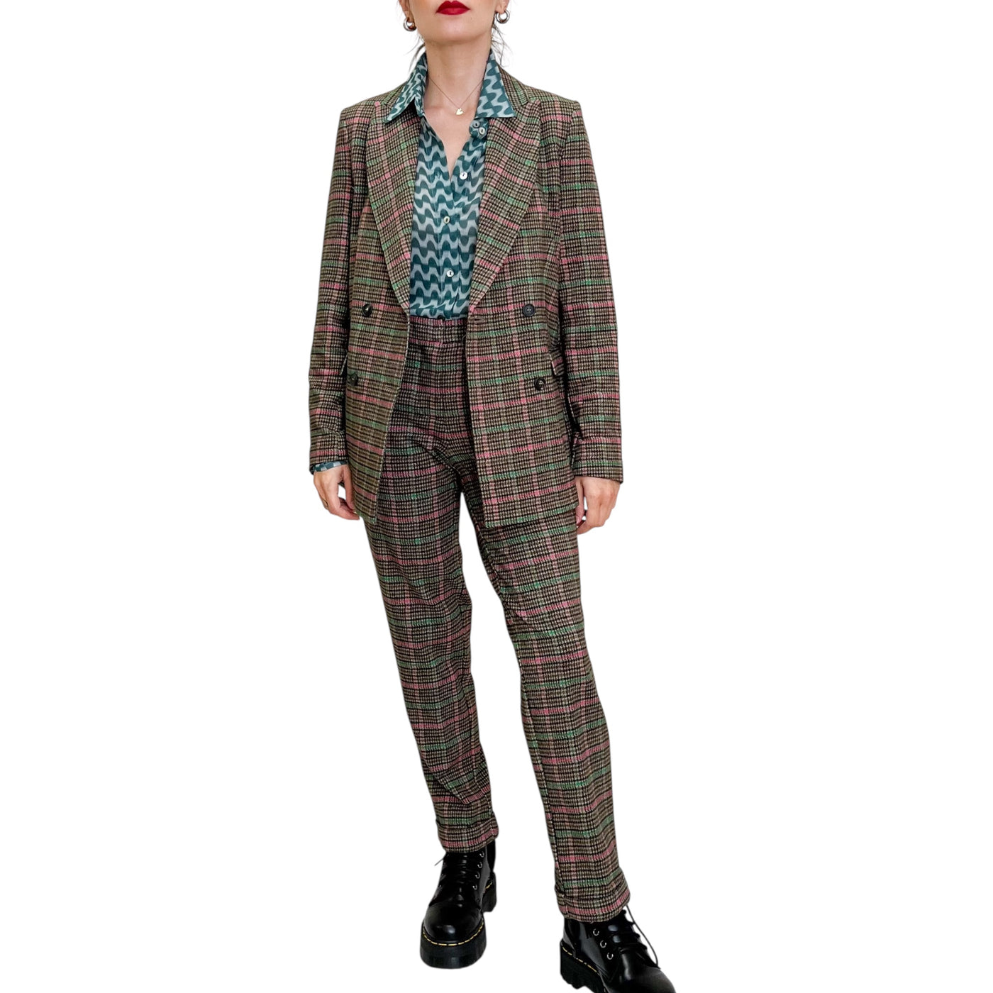 Good Match - Pantaloni Diritti Check con Risvolto