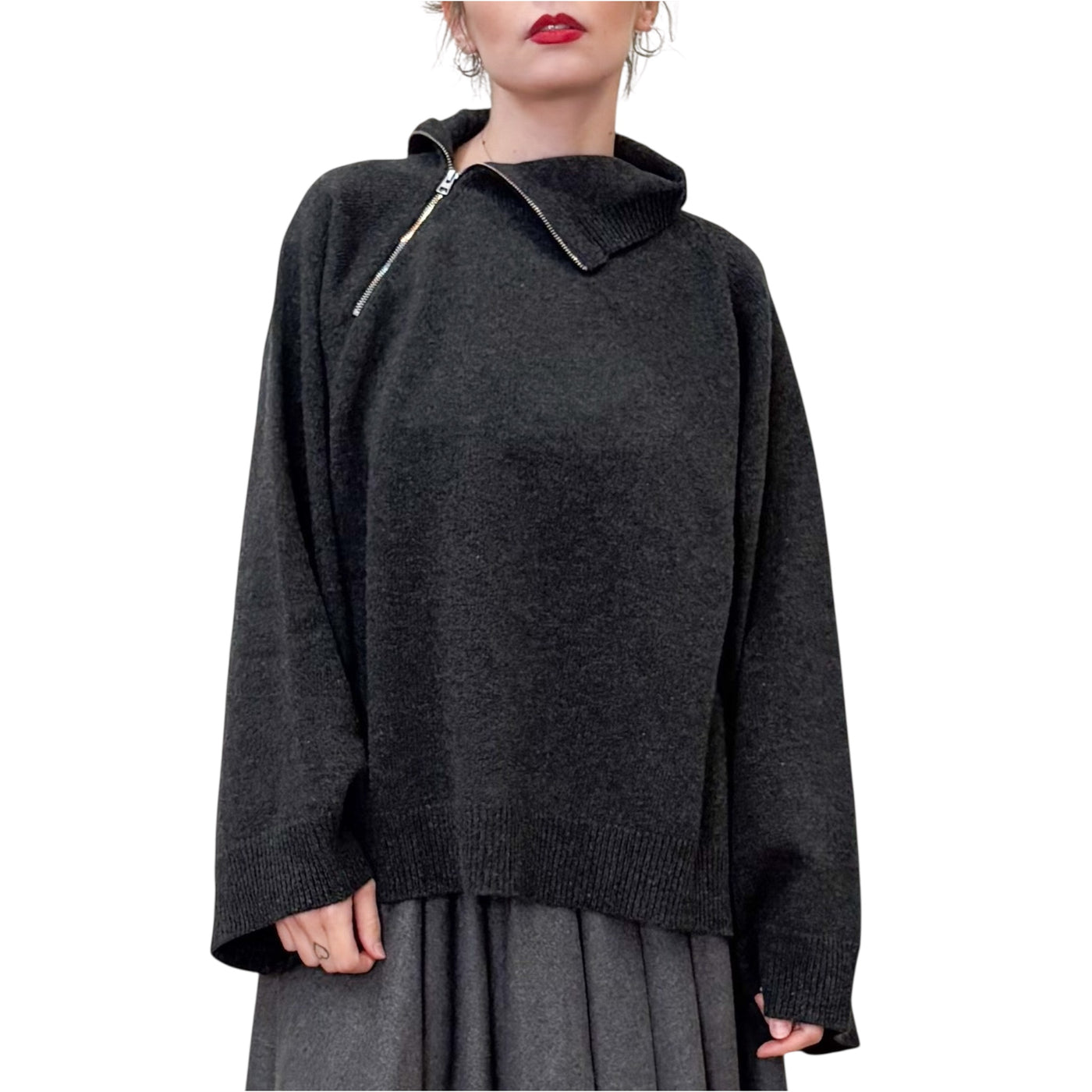Phisique Du Role - Maglia con Collo Alto con Zip Antracite