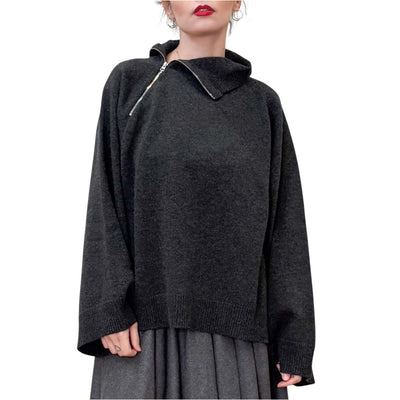 Phisique Du Role - Maglia con Collo Alto con Zip Antracite