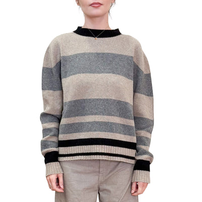 Floor - Maglia Girocollo Righe Segale e Acciaio