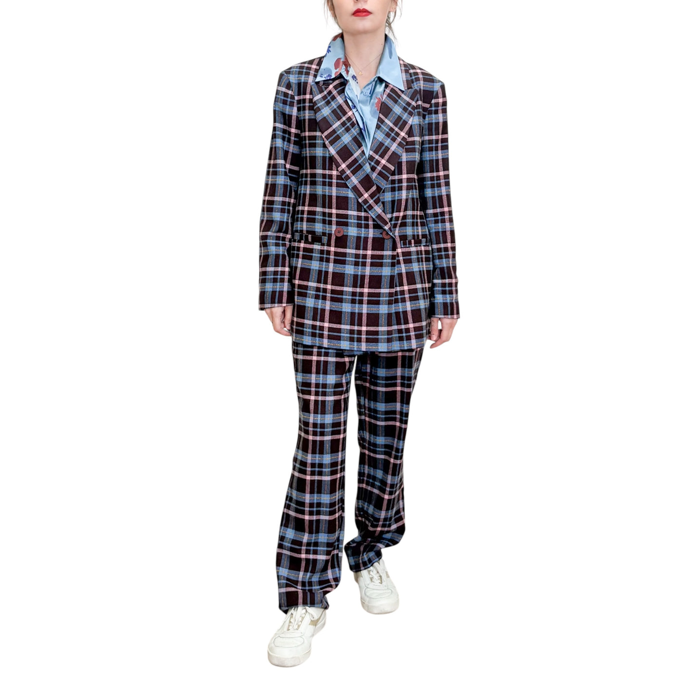 Niu - Giacca Doppiopetto Easy Check Camelia