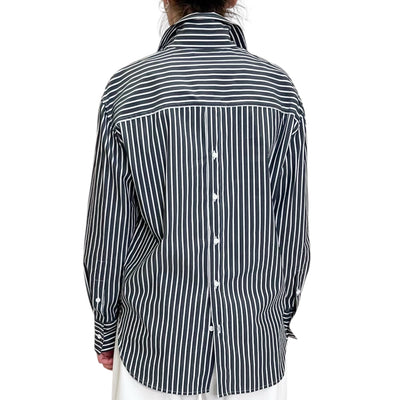 Robert Friedman - Camicia Nancy Righe Grigio e Bianco