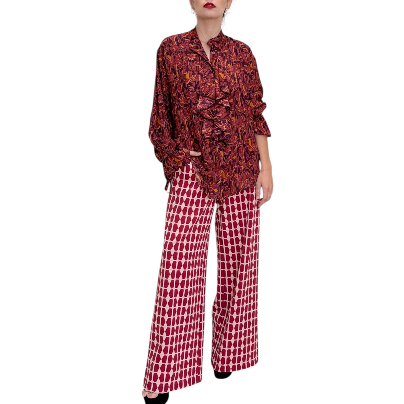 Maliparmi - Camicia con Rouges Lily’s Fantasia Bordeaux