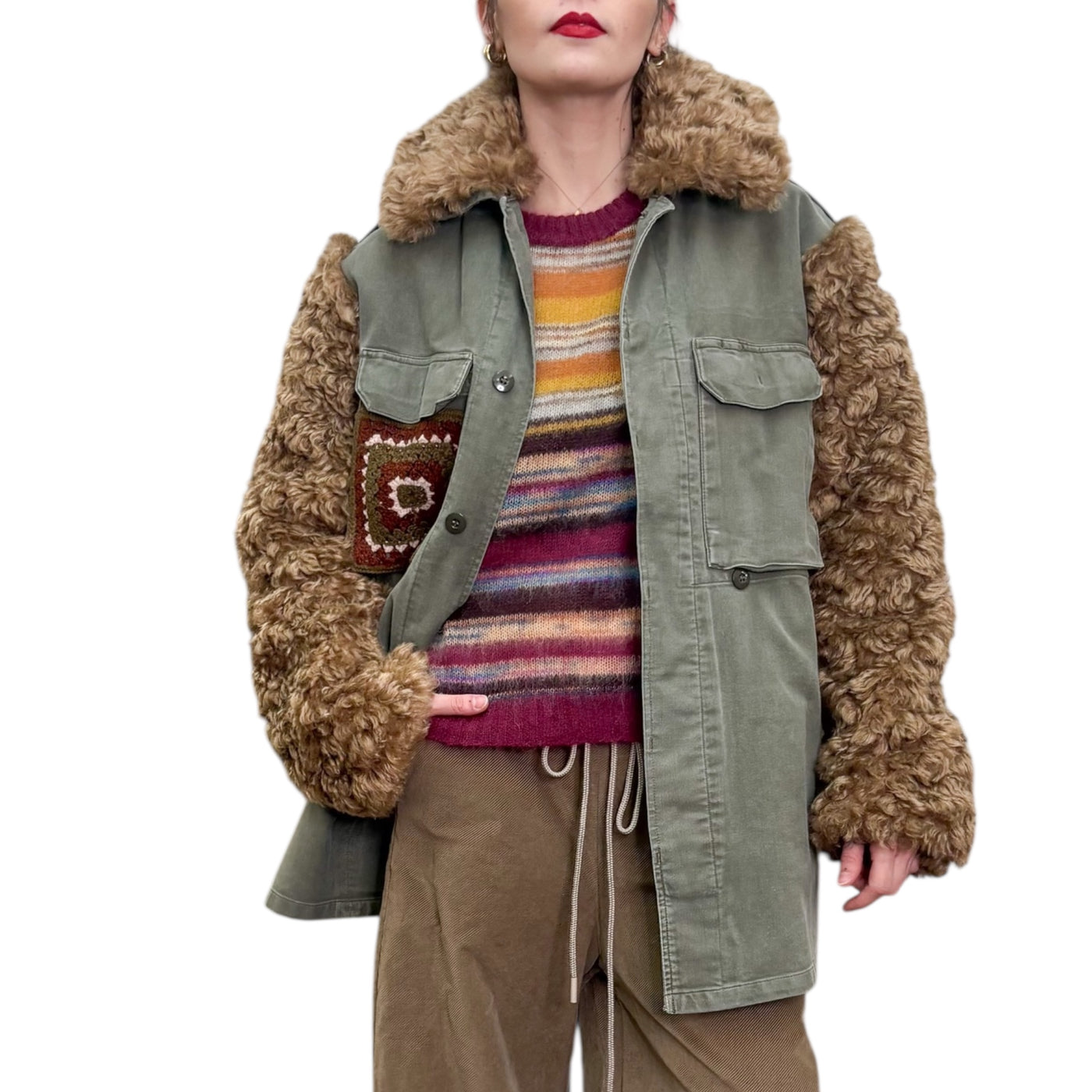 Souvenir - Sahariana Militare con Ecopelliccia