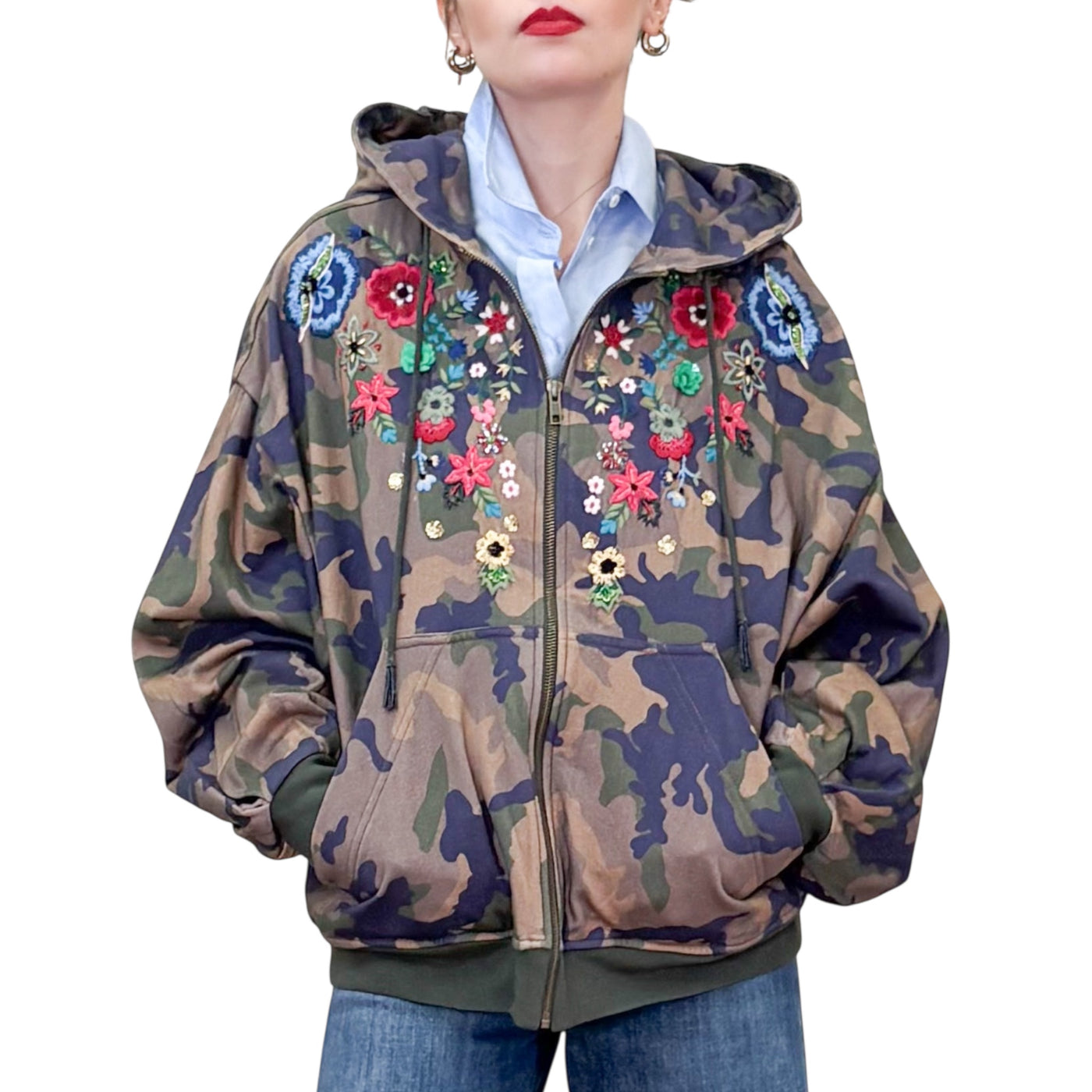 Front Street - Felpa Camu con Ricami