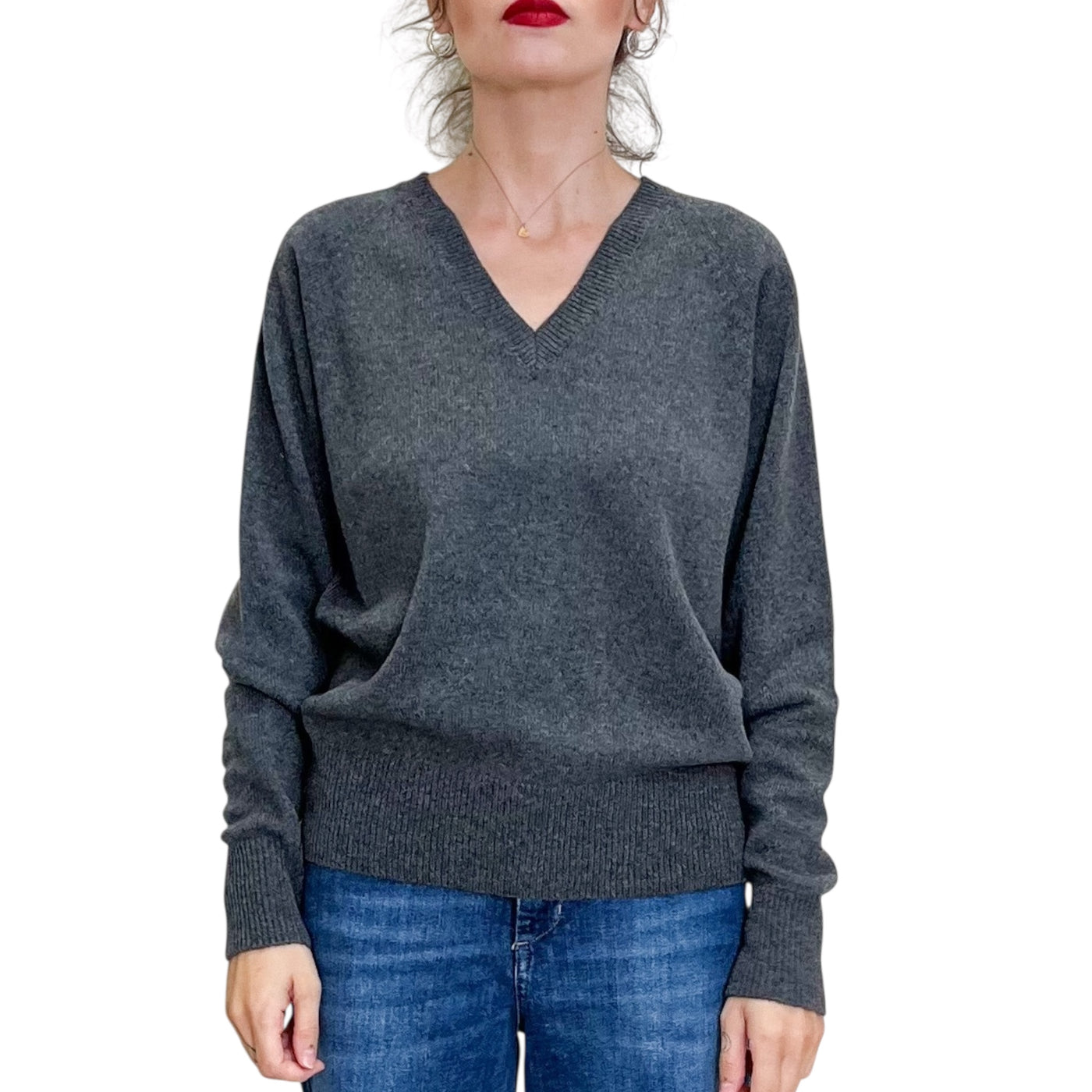Jucca - Maglia Scollo A V Cachemire Antracite
