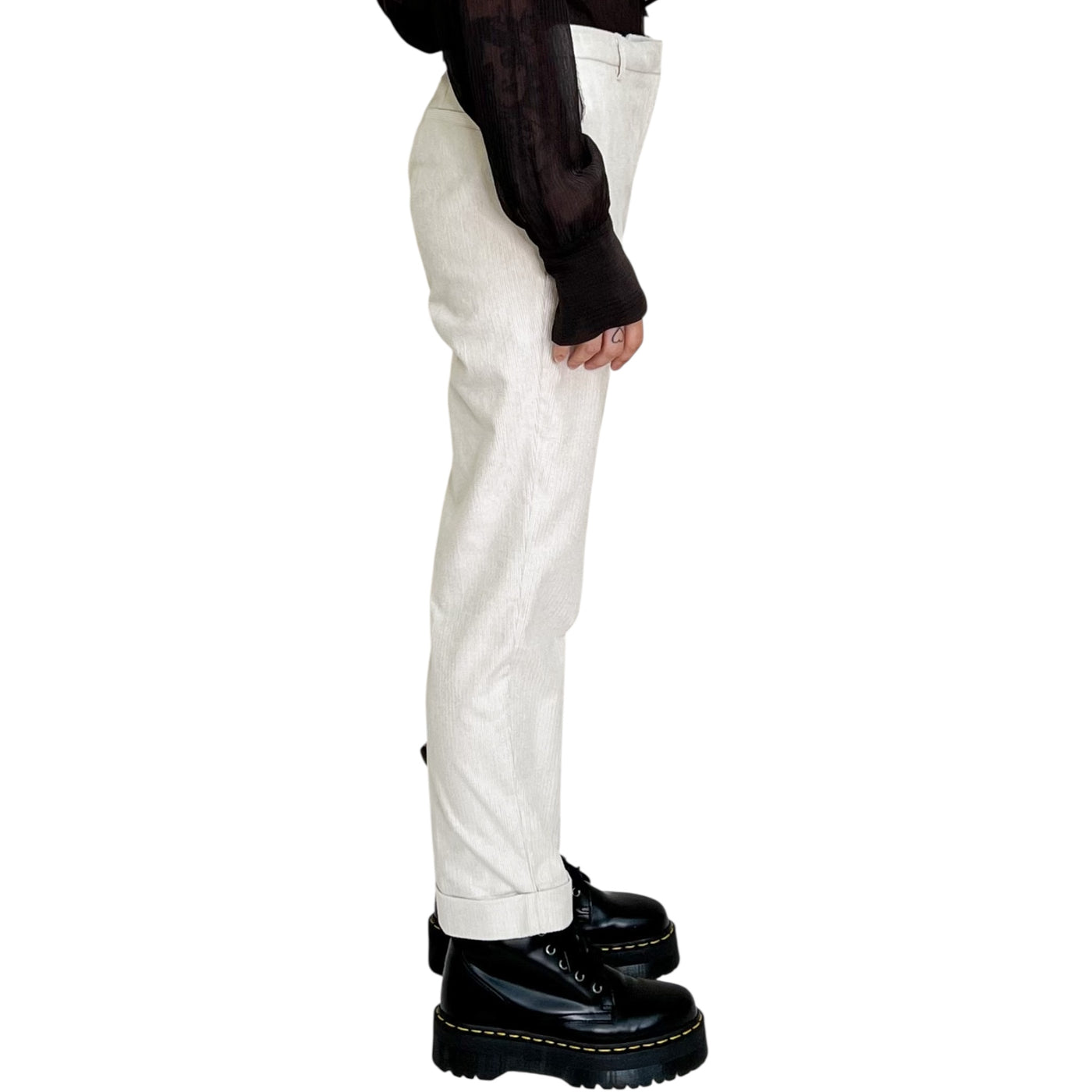 Good Match - Pantaloni Stretti in Velluto di Cotone White