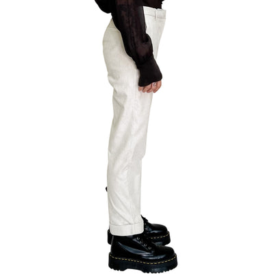 Good Match - Pantaloni Stretti in Velluto di Cotone White