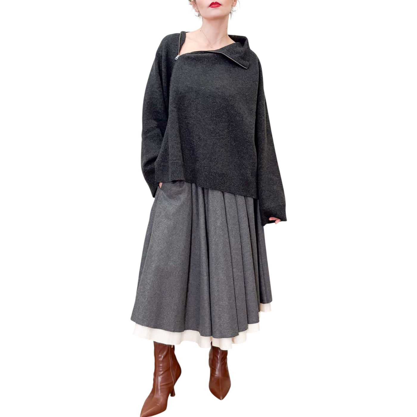 Phisique Du Role - Maglia con Collo Alto con Zip Antracite