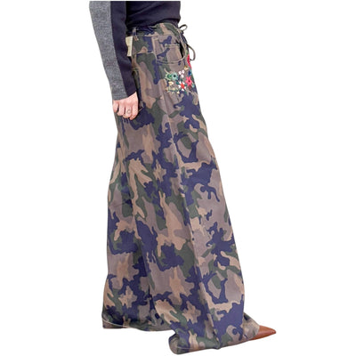 Front Street - Pantaloni Palazzo Camu con Ricami
