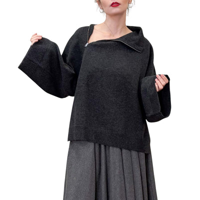 Phisique Du Role - Maglia con Collo Alto con Zip Antracite