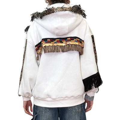 Front Street - Bomber in Felpa con Ricami Bianco