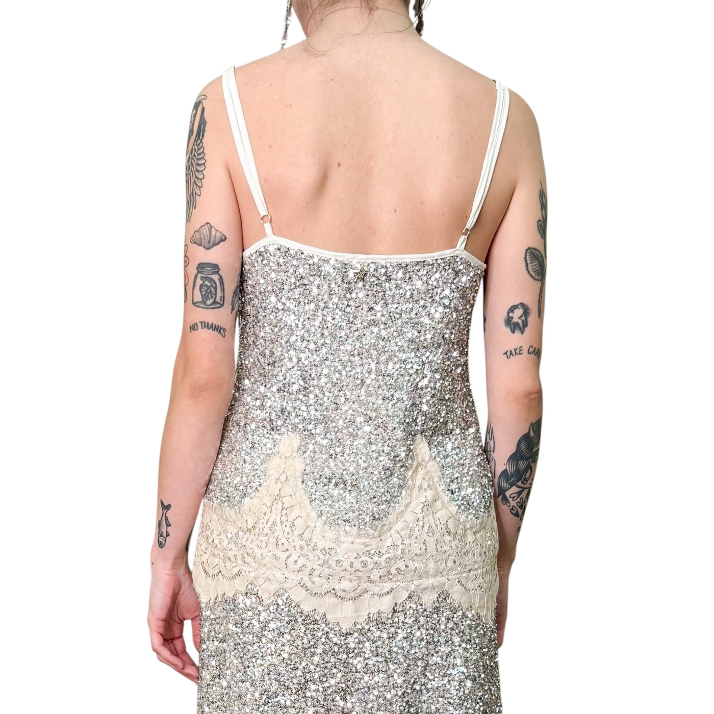 Souvenir - Top con Pizzo e Paillettes Argento