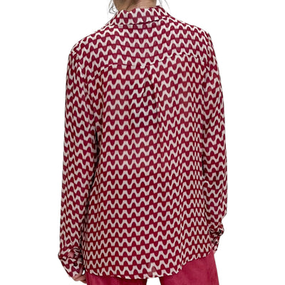 Good Match - Camicia Regular Stampa Onde Cherry e Bianco