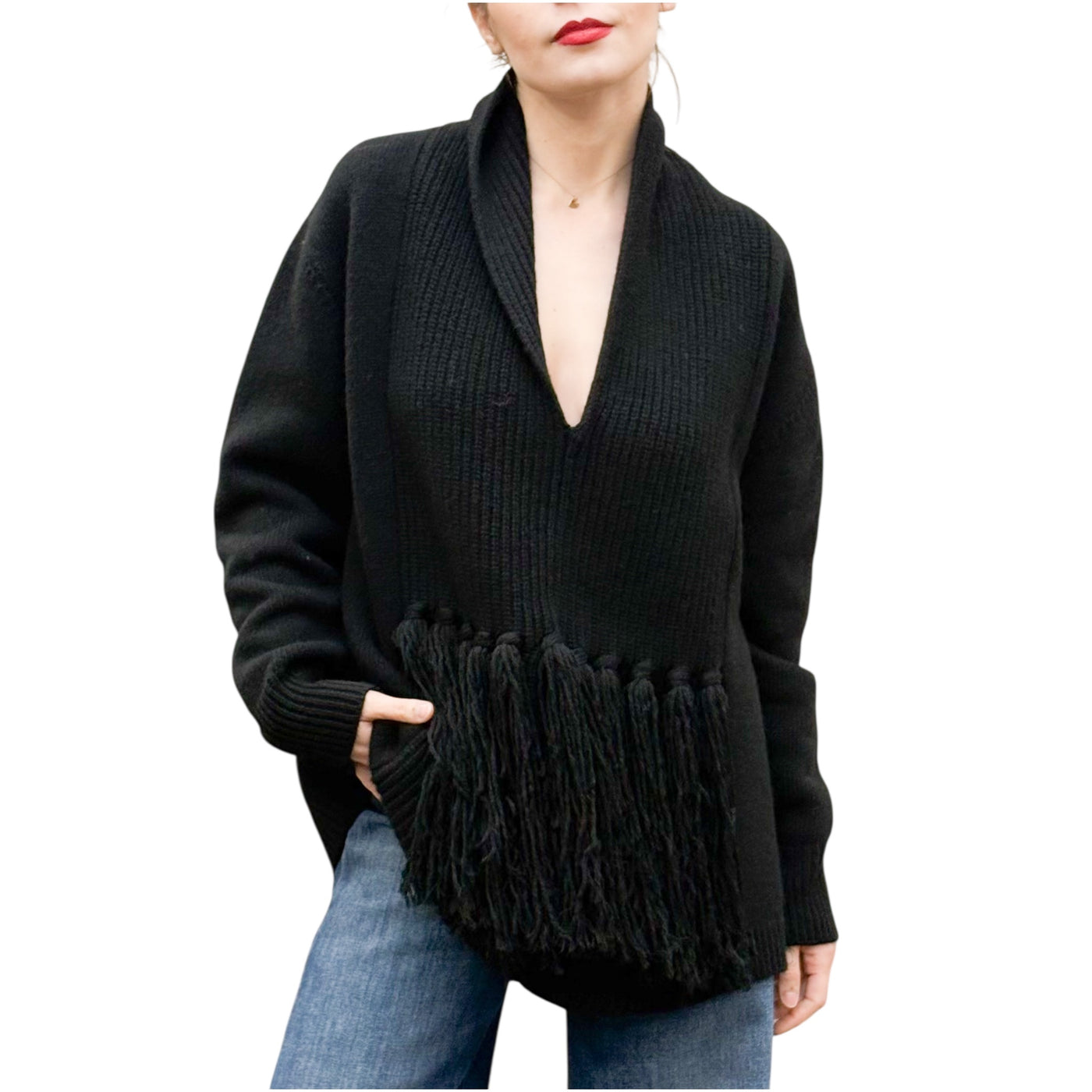 Jucca - Maglia Scollo a V con Frange