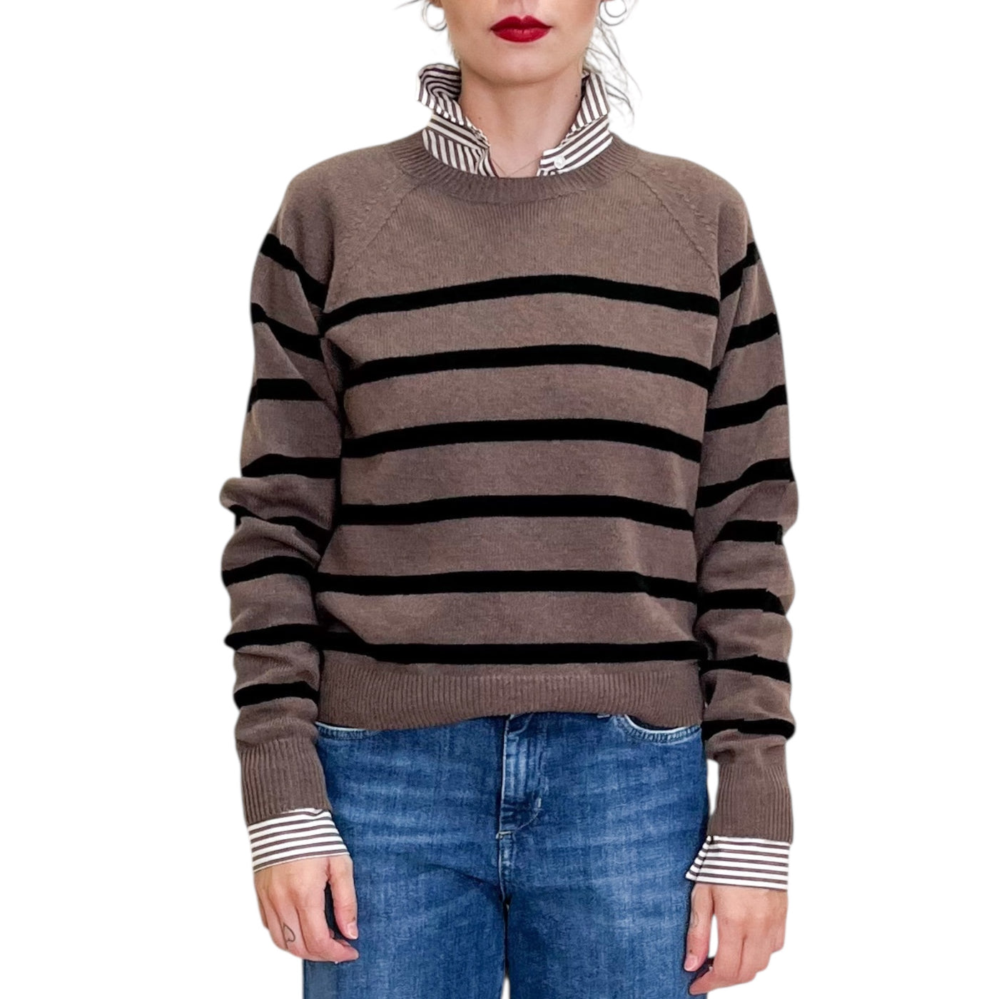 Jucca - Maglia Girocollo a Righe Noisette