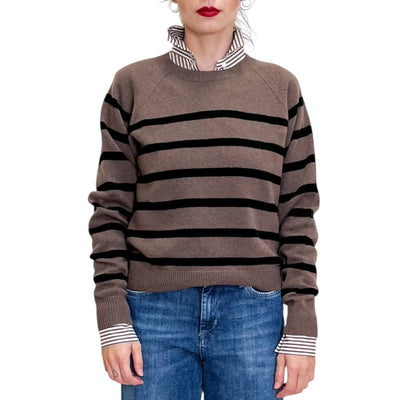 Jucca - Maglia Girocollo a Righe Noisette