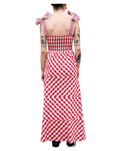 SV Boutique - Abito a Balze Vichy Bianco e Rosso