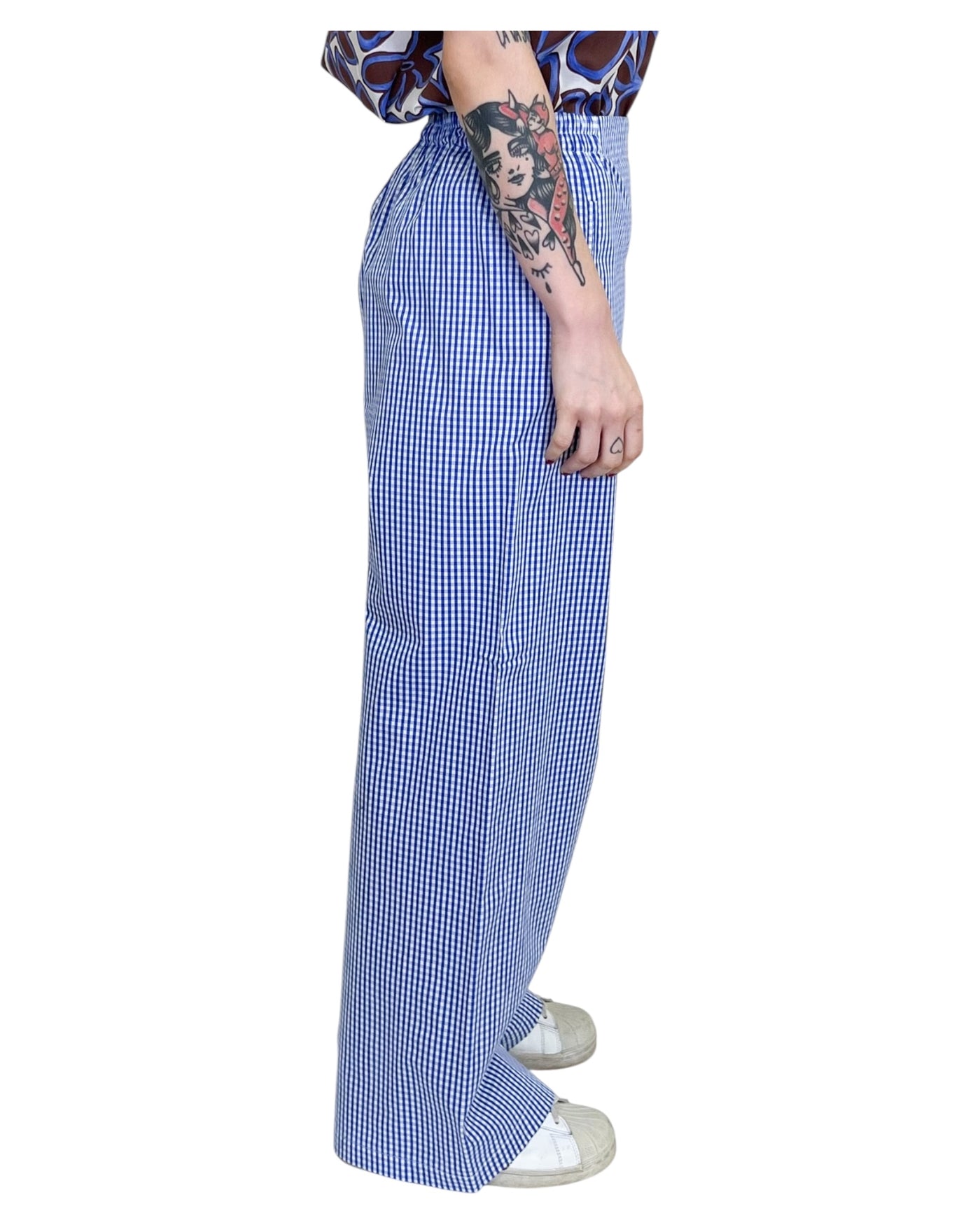 Niu - Pantaloni Check Bianchi Azzurri