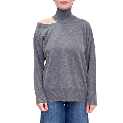 Alpha Studio - Maglia collo Alto con Apertura Antracite