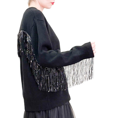 Jucca - Maglia Lunga con Frange in Paillettes