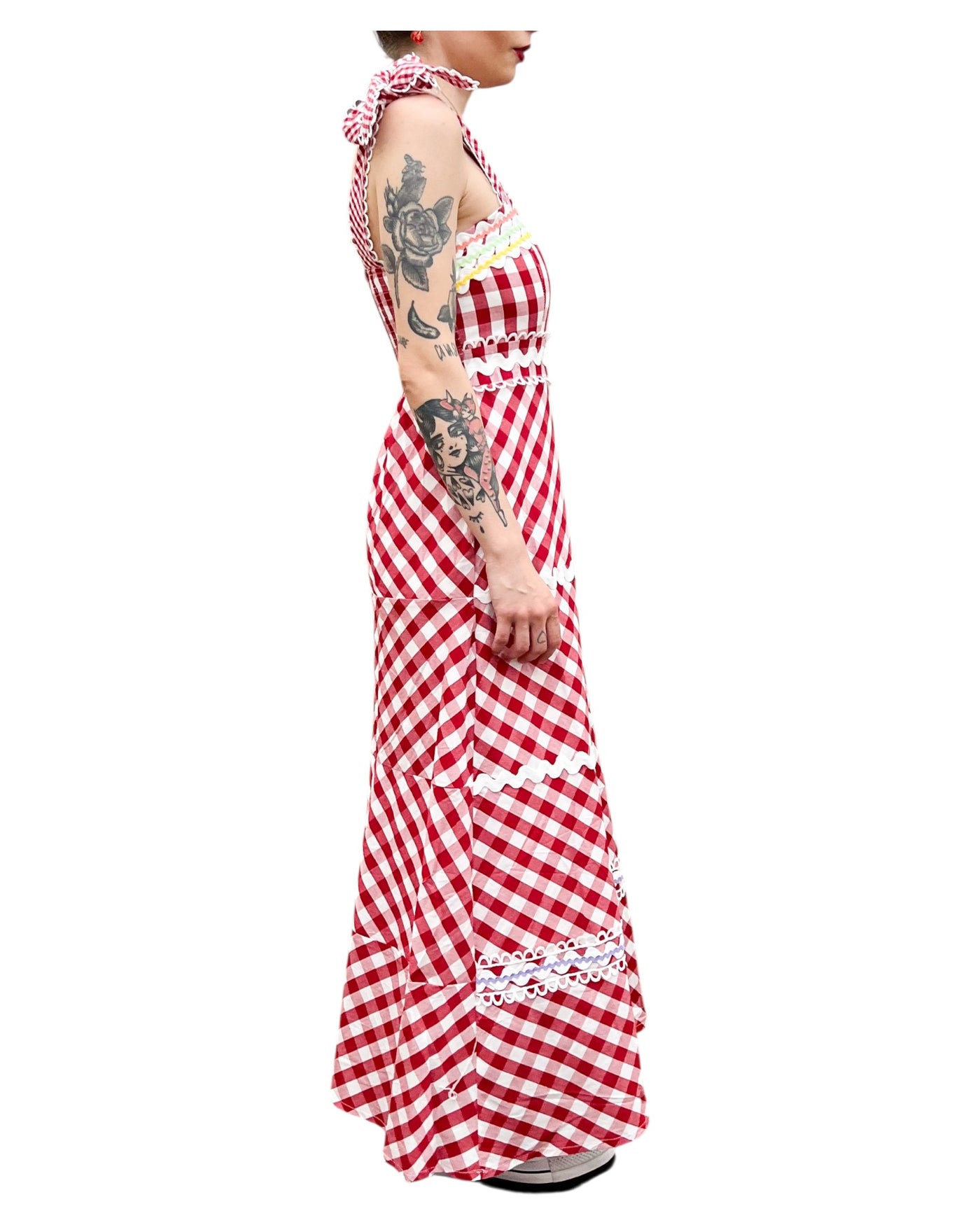 SV Boutique - Abito a Balze Vichy Bianco e Rosso