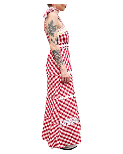 SV Boutique - Abito a Balze Vichy Bianco e Rosso