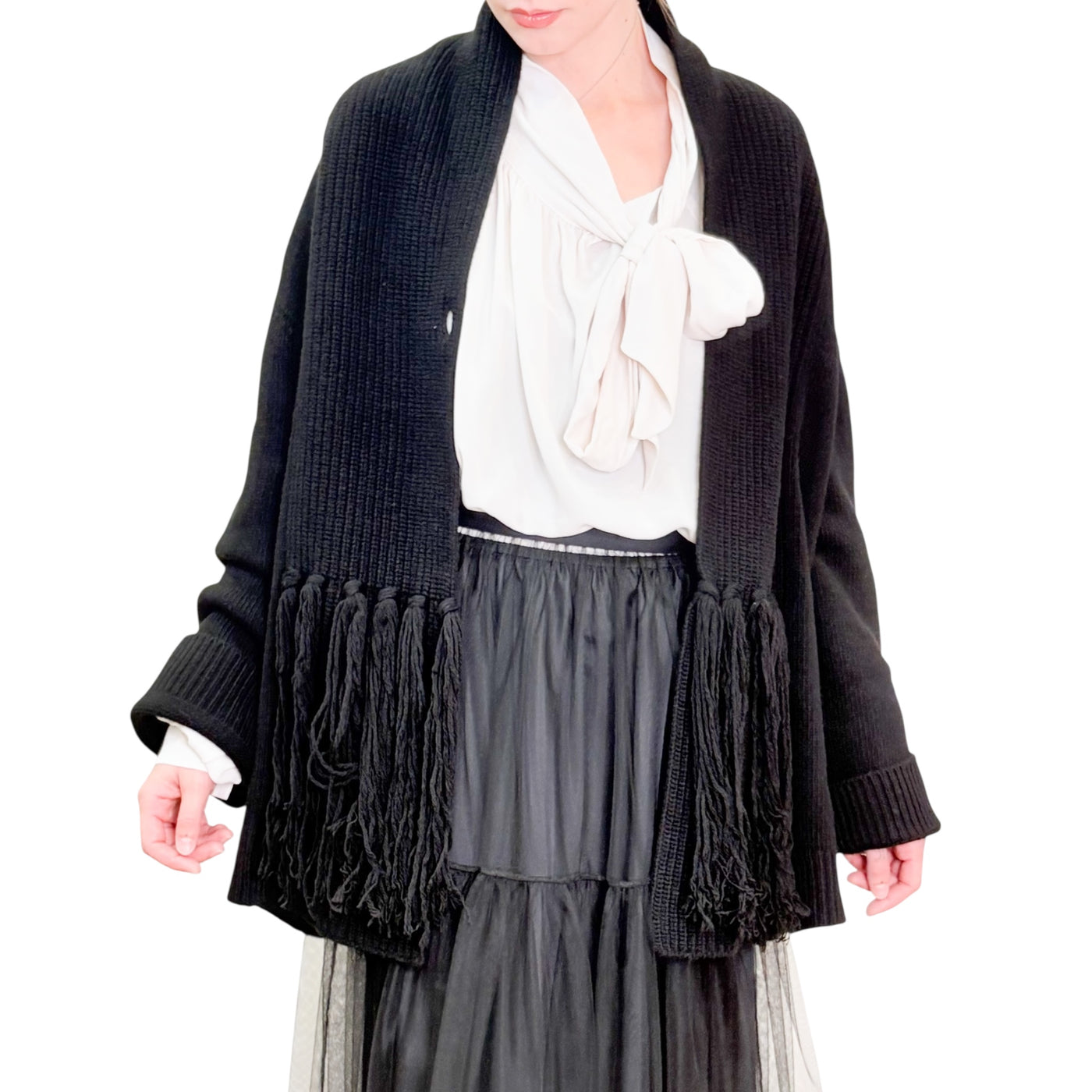Jucca - Cardigan Con Frange Nero
