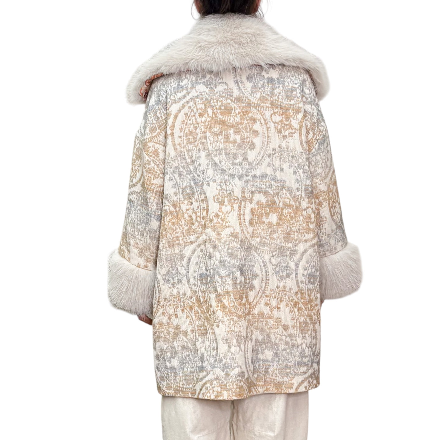 BYE - Cappotto Damascato Collo Pelliccia