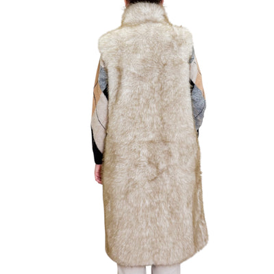 SVBoutique - Gilet Lungo Ecopelliccia Cream