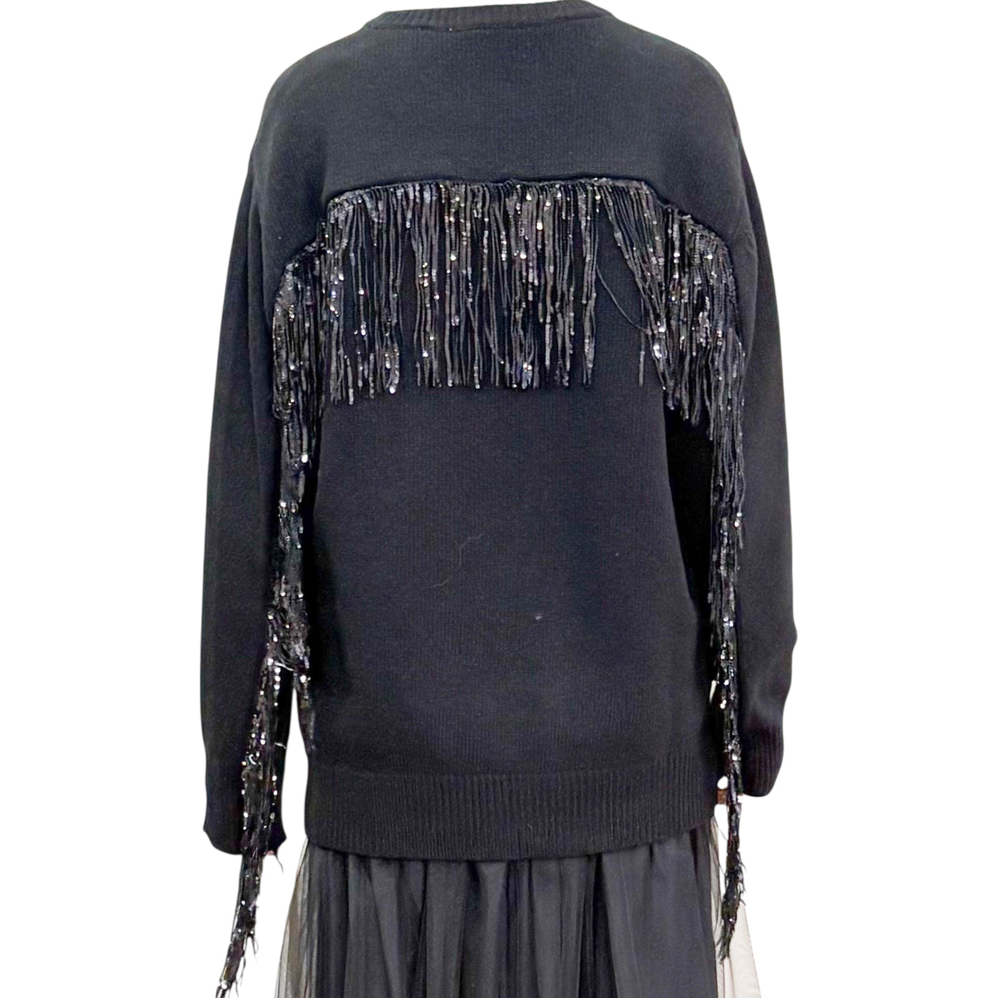 Jucca - Maglia Lunga con Frange in Paillettes