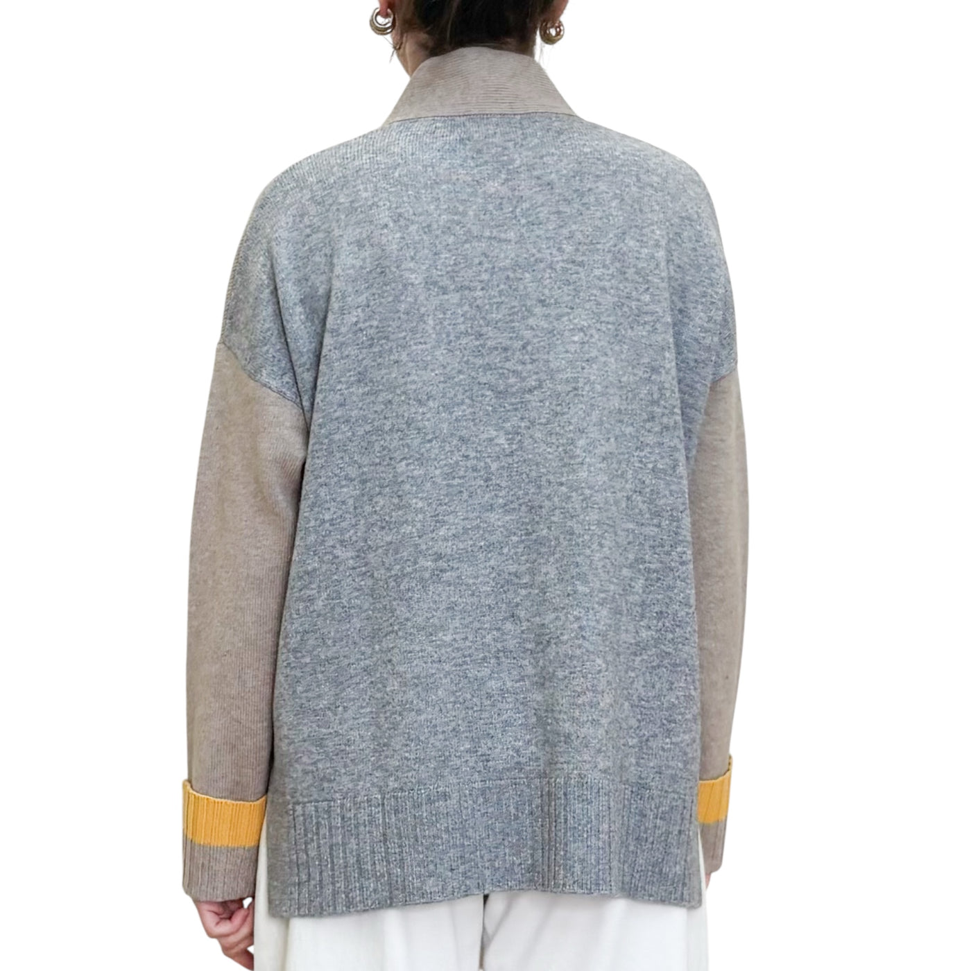 Quilisia - Cardigan Con Spacchi beige e Grigio