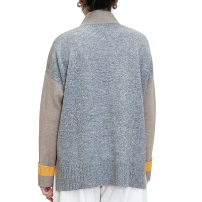Quilisia - Cardigan Con Spacchi beige e Grigio
