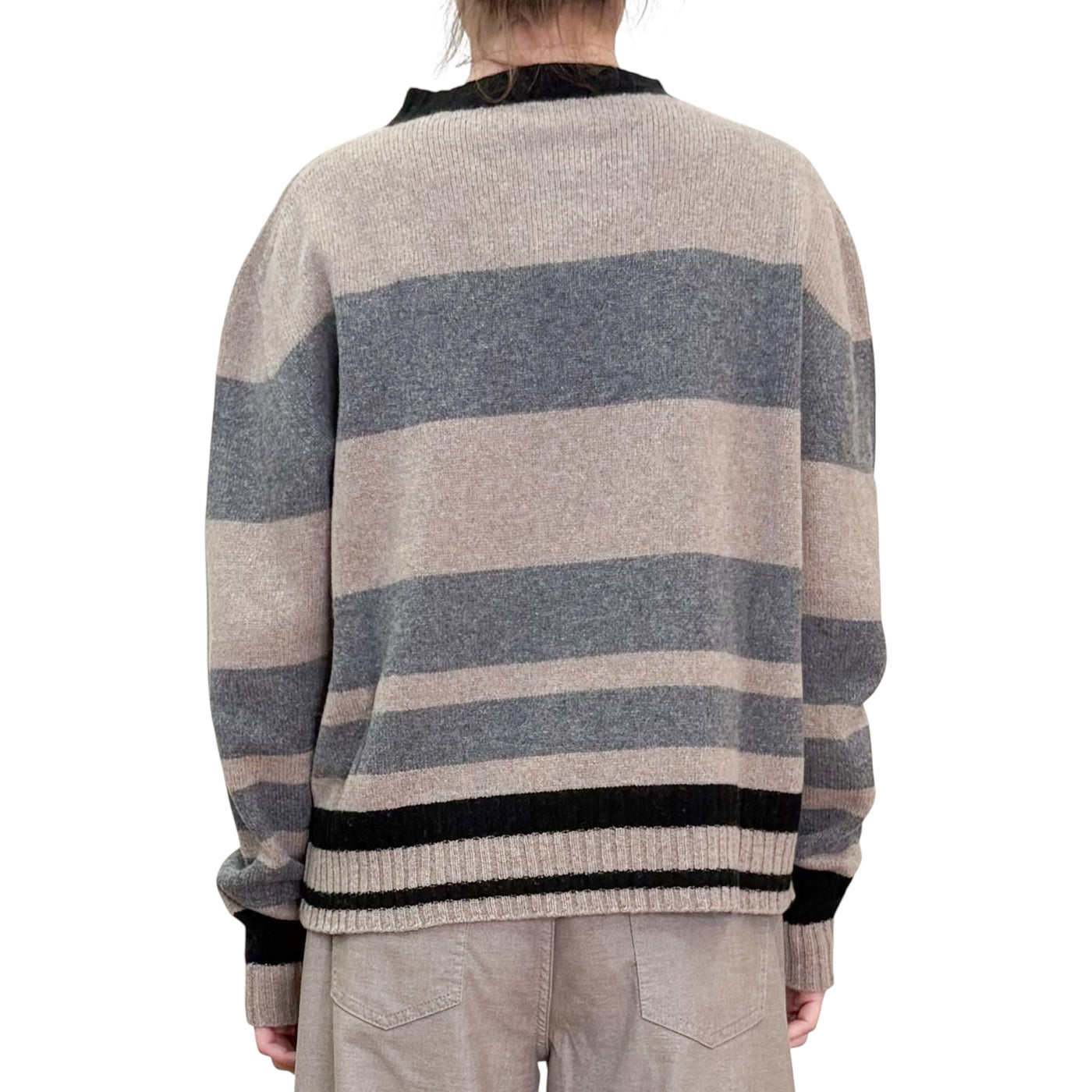Floor - Maglia Girocollo Righe Segale e Acciaio