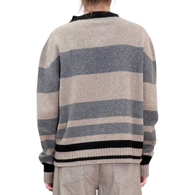 Floor - Maglia Girocollo Righe Segale e Acciaio