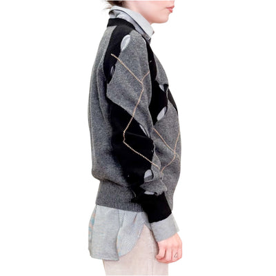 Jucca - Maglia Girocollo Con Rombi e Aperture Antracite