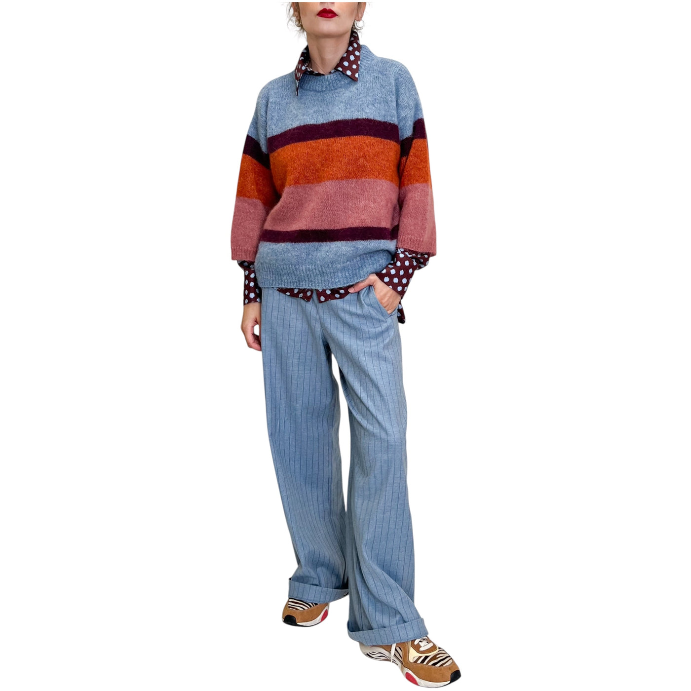 Niu - Maglia Over Righe Sora
