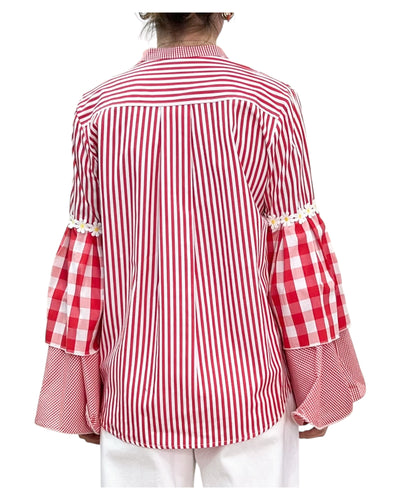 Front Street -Camicia Crazy Margherita Rossa e Bianca