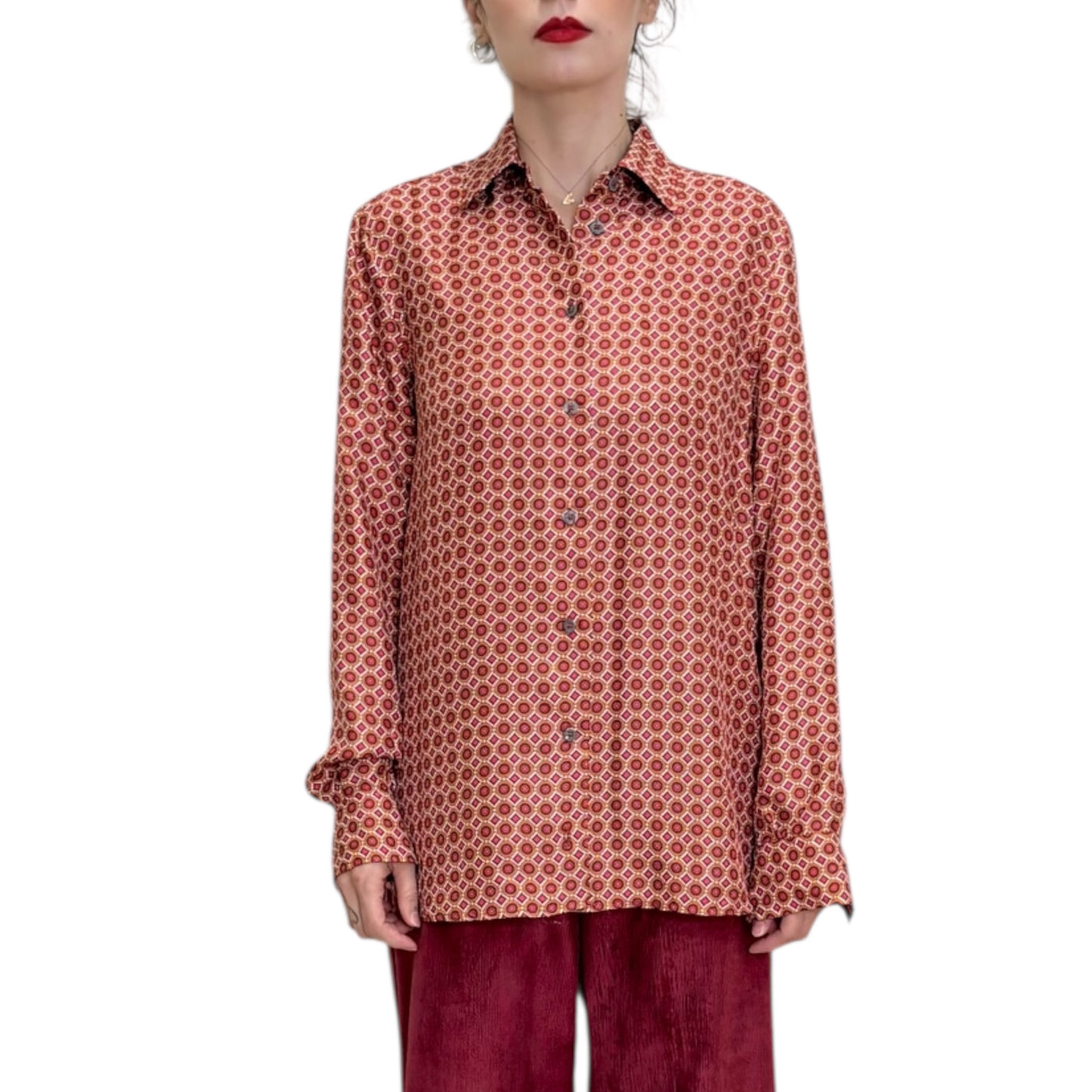 Maliparmi - Camicia Collection Print Microfantasia Bordeaux