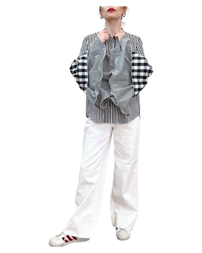 Front Street - Camicia Crazy Margherita Nera e Bianca