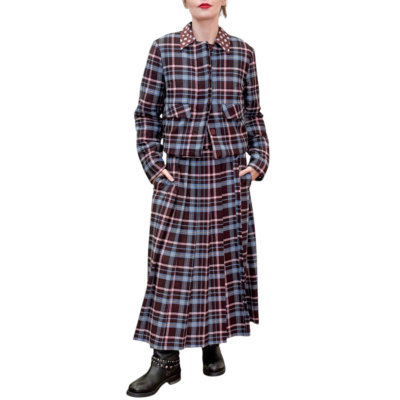 Niu - Bolero Imbottito Check Camelia