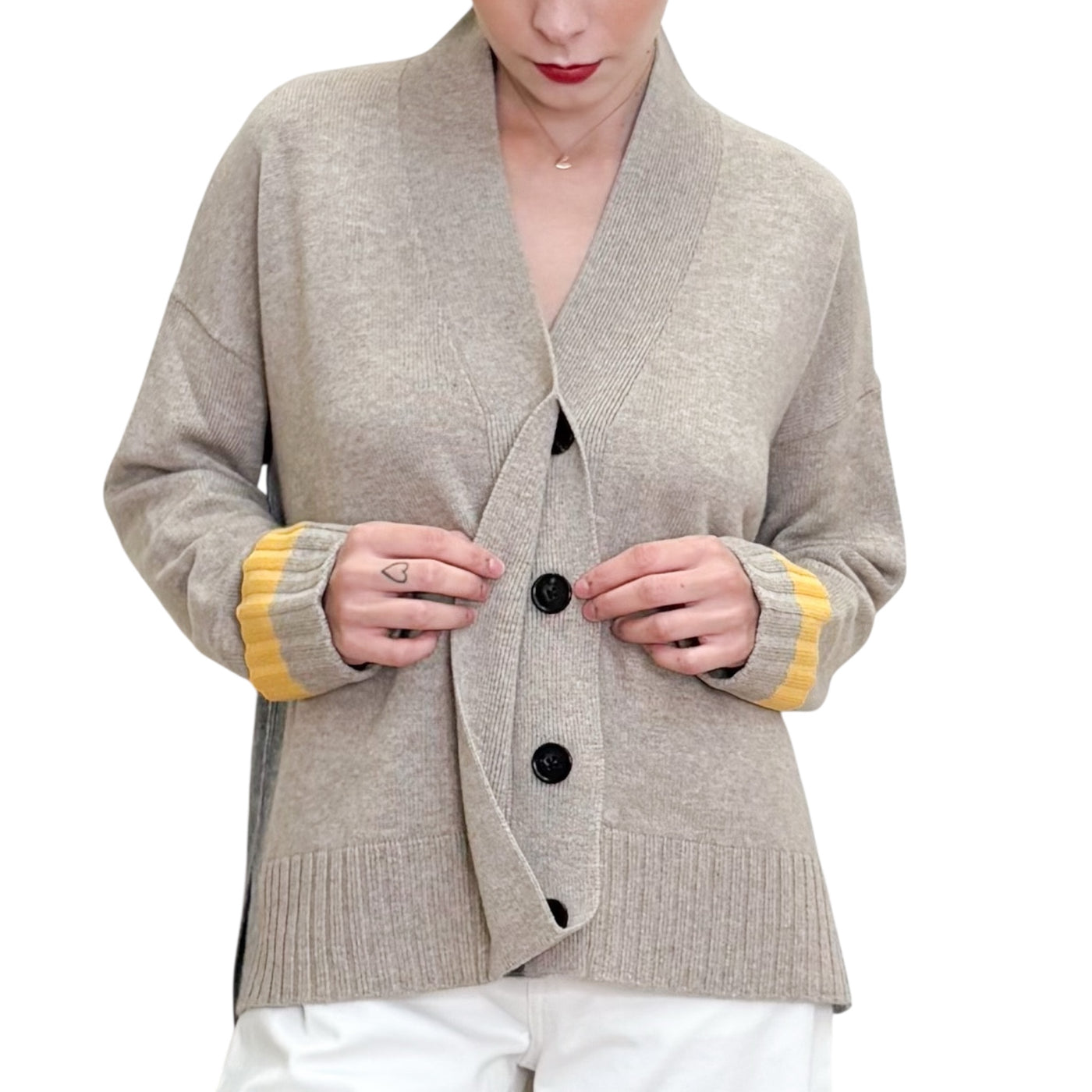 Quilisia - Cardigan Con Spacchi beige e Grigio
