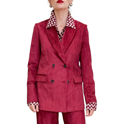 Good Match - Giacca Doppiopetto Velluto Millerighe Cherry