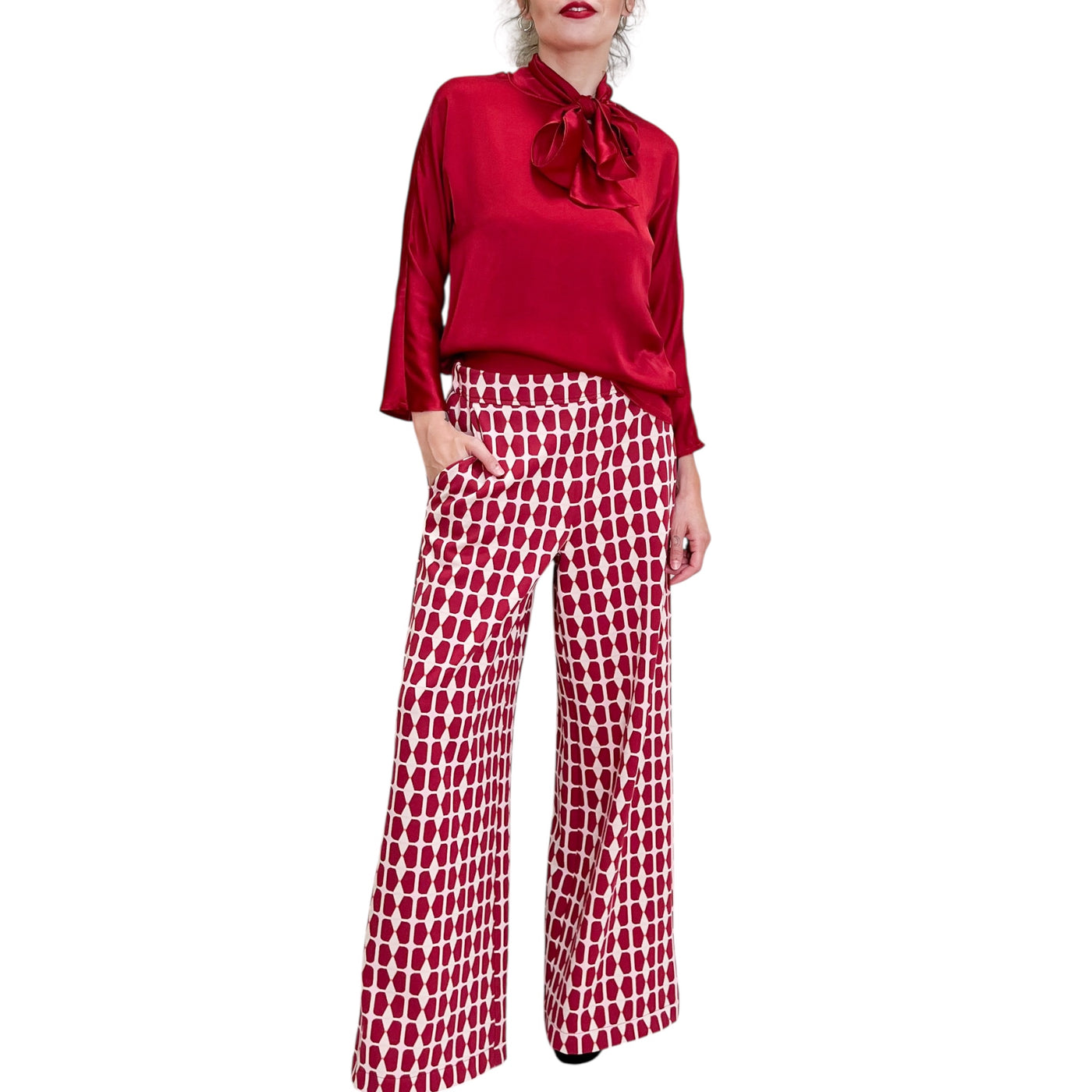 Maliparmi - Pantaloni Larghi Geometric Jacquard